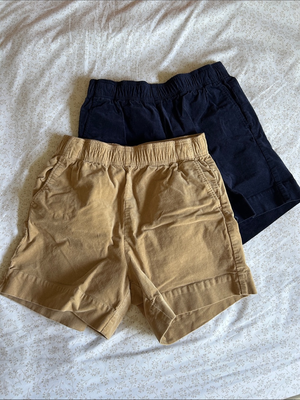 Goodlife Elastic-Waist Shorts — Navy and Khaki